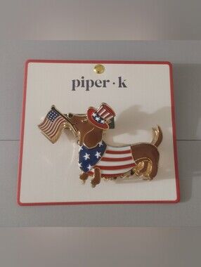 BNWT Piper K USA Dachshund Fourth Of July Hair Claw Clip